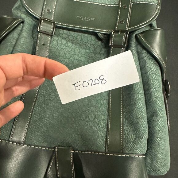 New Coach Hitch Amazon Green Micro Signature Jacquard Leather Backpack - Picture 13 of 13